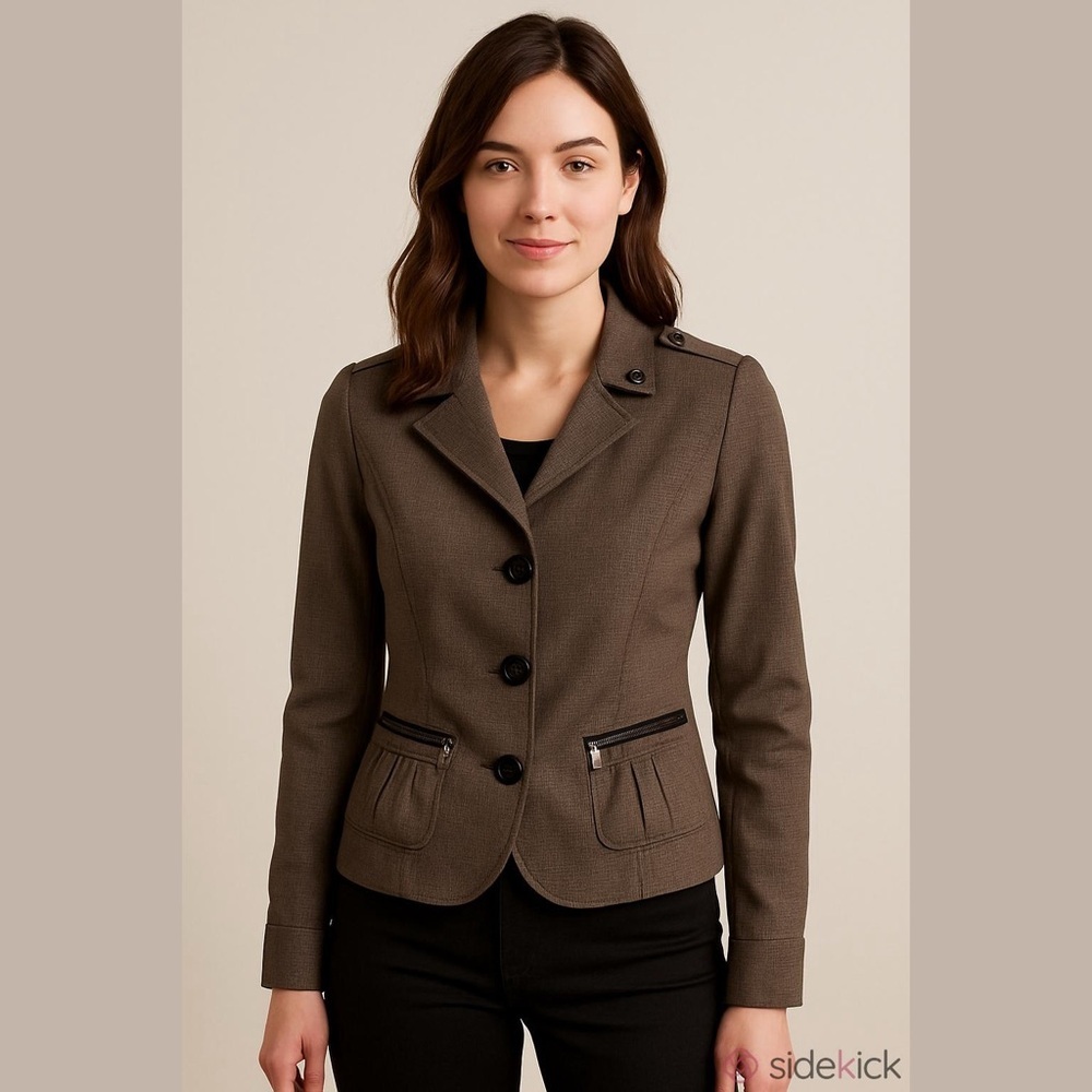 RIANI Striped Blazer in Green olive and Gray
